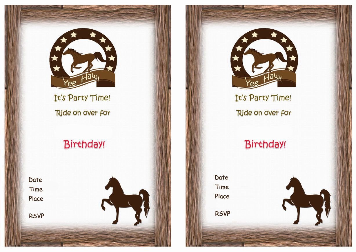 Free Printable Horse Birthday Party Invitations